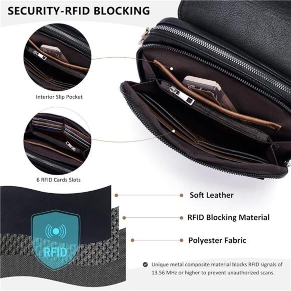 Crossbody Bags Vegan Leather, Shoulder Handbags Black Brown - Picture 2 of 6